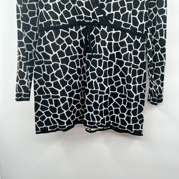 Michael Kors V-Neck Top Black/White Print Long Sleeve Women's Size Large - Picture 5 of 9